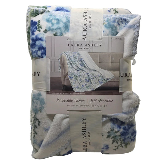 Laura Ashley Coco Plush Reversible Throw, 50" x 70"