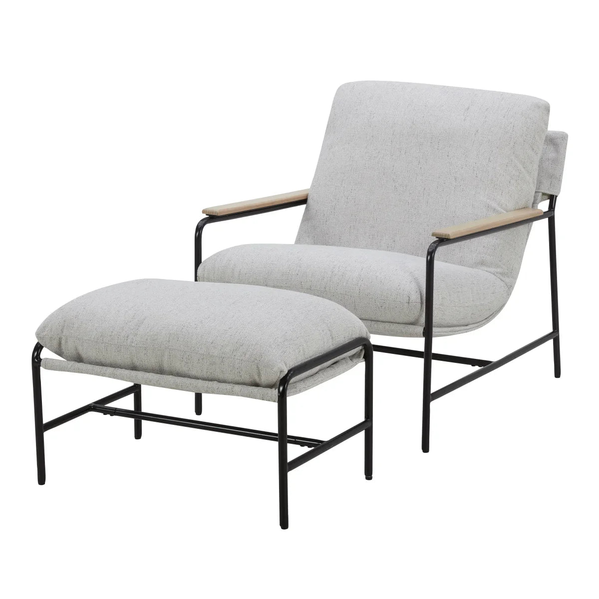 Aiden Ivy Fabric Chair with Ottoman