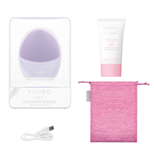 FOREO LUNA 3 - Routine de nettoyage pour peau sensibles + Nettoyant micro-mousse