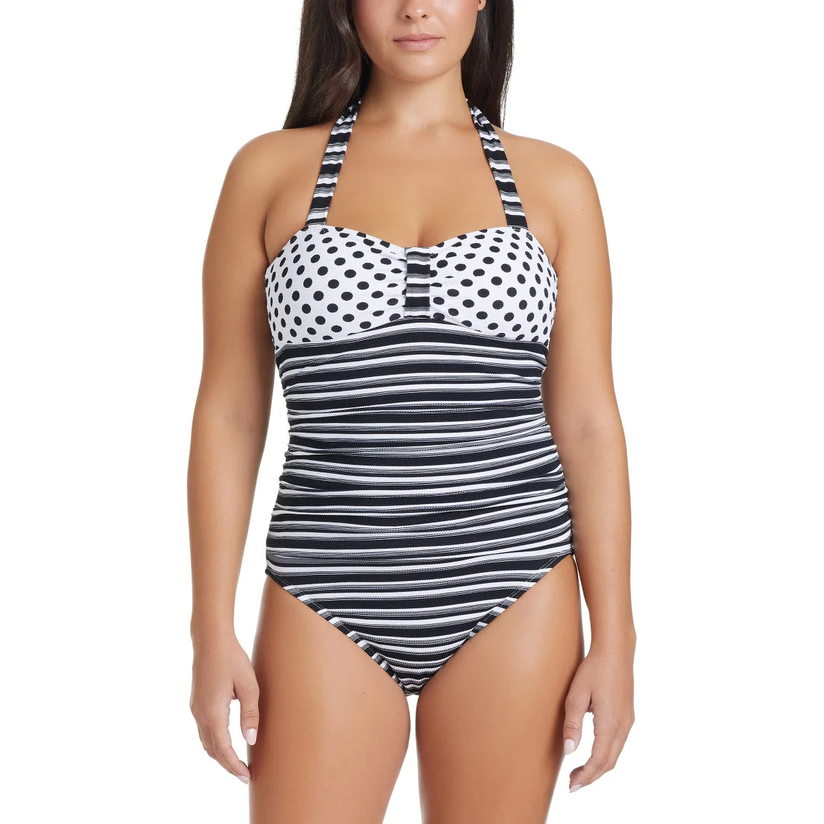 kathy ireland Women's Bandeau Halter One Piece Swimsuit