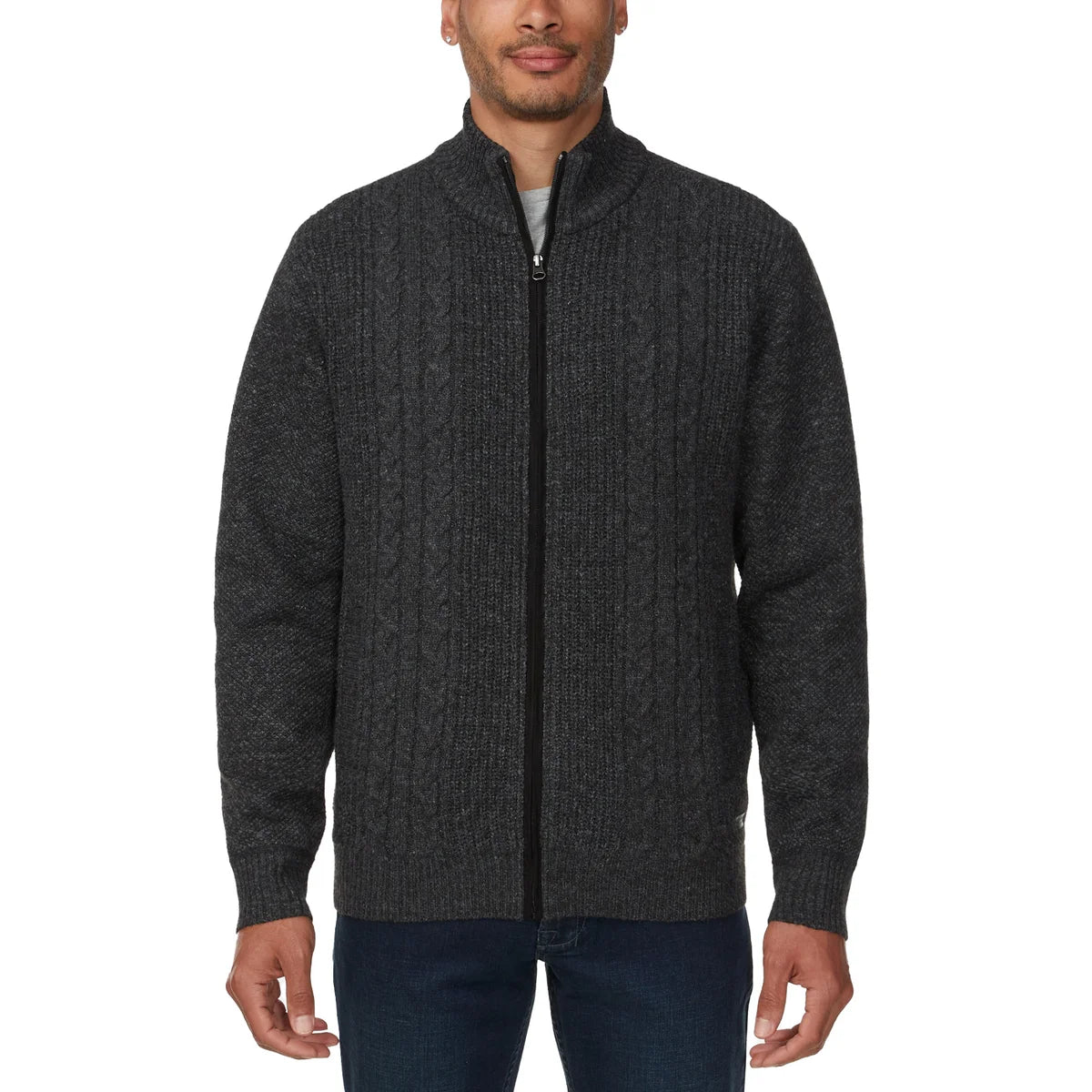 BUFFALO DAVID BITTON - Men's Full Zip Knit Jacket with Sherpa Lining