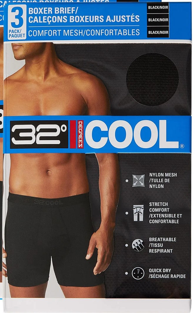 32 Degrees Men's Comfort Mesh Fitted Boxer Briefs, Pack