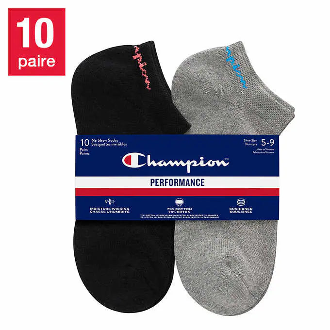 Champion - Chaussettes invisibles pour femmes, 10-paire