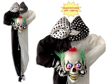 Squelette de clown sans tête parlant à 2 LED