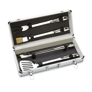 Stainless Steel 4 piece BBQ Tool Set with box