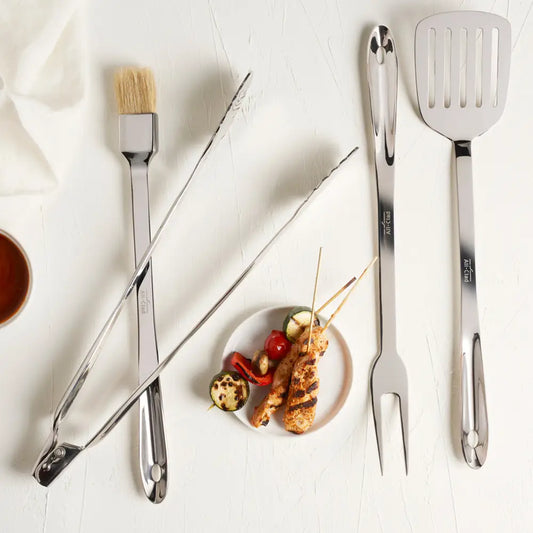 Ensemble d’outils de barbecue en acier inoxydable 4 pièces avec boîte