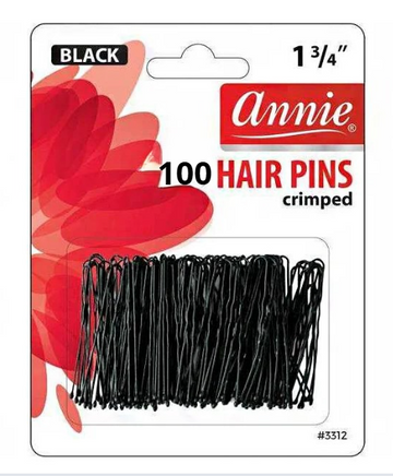 Annie #3312 110 Hair Pins Crimped - 1-3/4" Black