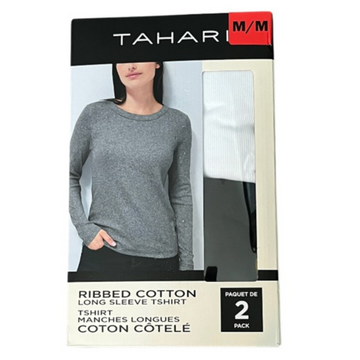 TAHARI - T-shirt manche longue - COTON CÔTELÉ - Paquet de 2