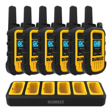 DeWALT - DXFRS300 Radios bidirectionnelles avec chargeur robuste à 6 ports, paquet de 6