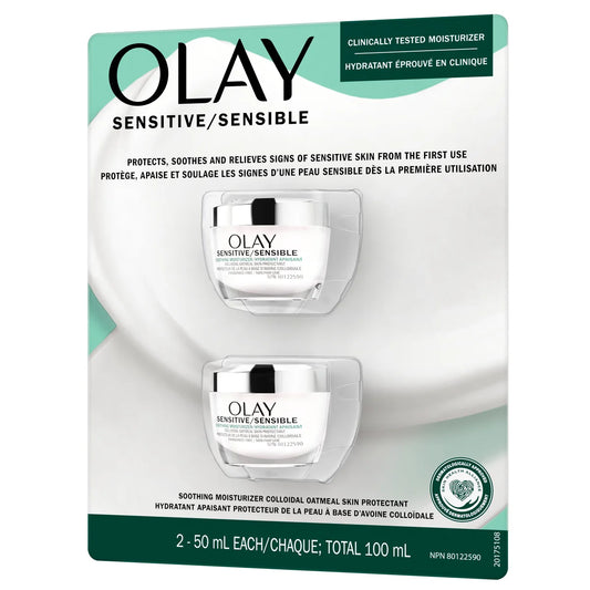 Olay Sensible - Crème hydratant apaisant, 2 x 50 mL