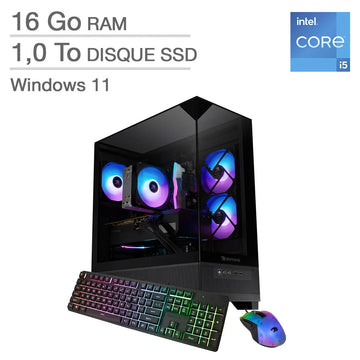 iBUYPOWER- Ordinateur de bureau de jeux, Intel Core i5 14400F – 16 Go RAM, 1 To SSD, Carte graphique NVIDIA GeForce RTX 5060 de 8 Go