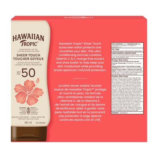Hawaiian Tropic - Lotion écran solaire Toucher soyeux à FPS 50, 3 x 240 mL