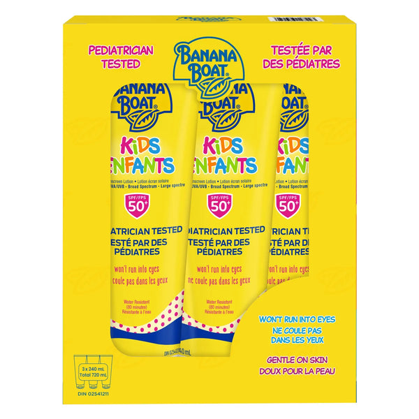 Banana Boat - lotion solaire pour enfants FPS 50, 3 x 240 mL