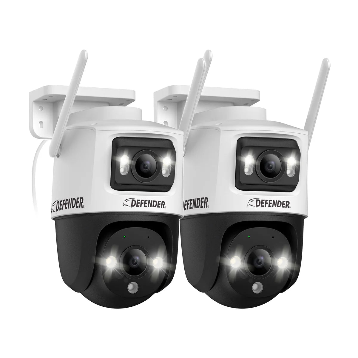 Defender - Caméra de sécurité électrique brancher Alimenté par IA Guard Pro 3K PLUS Double lentille PTZ Wi-Fi