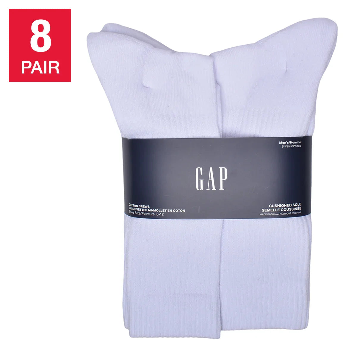 GAP - Lot de 8 paires de chaussettes mi-mollet pour homme