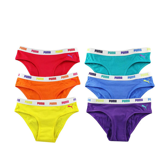 Puma - Set of 6 bikini panties in stretch cotton for girls