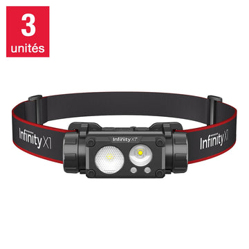 Infinity X1 - Lampes frontales rechargeables de 1 500 lumens, paquet de 3