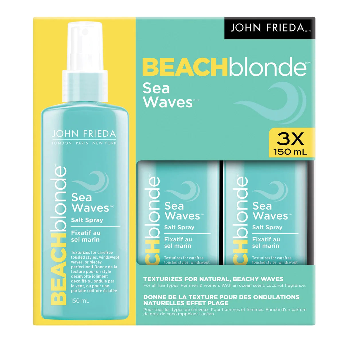 John Frieda - Fixatif au sel marin, 3 x 150 mL