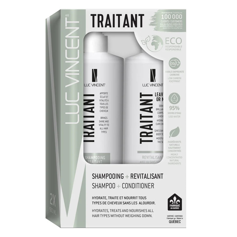 LUC VINCENT - Shampooing et Revitalisant Traitant, 2 x 500 mL