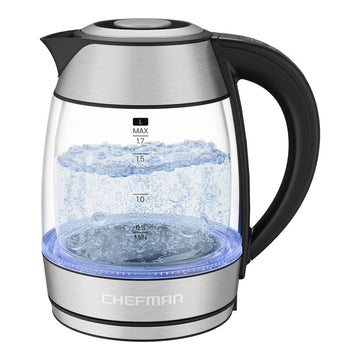 Chefman - Bouilloire numérique Cool-Touch à double paroi en verre de 1,7 L avec température réglable et infuseur à thé amovible