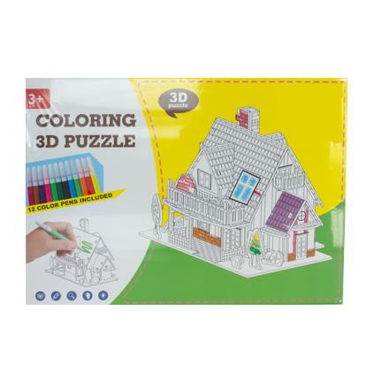 Casse-Têtes 3D à Colorier – 12 Crayons Inclus
