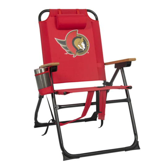 Chaise pliante NHL 4-positions avec accoundoirs en bois