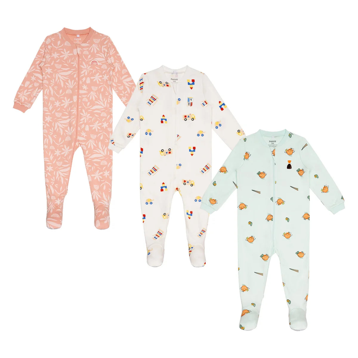 Pekkle - Dormeuses en coton biologique pour enfants, paquet de 3