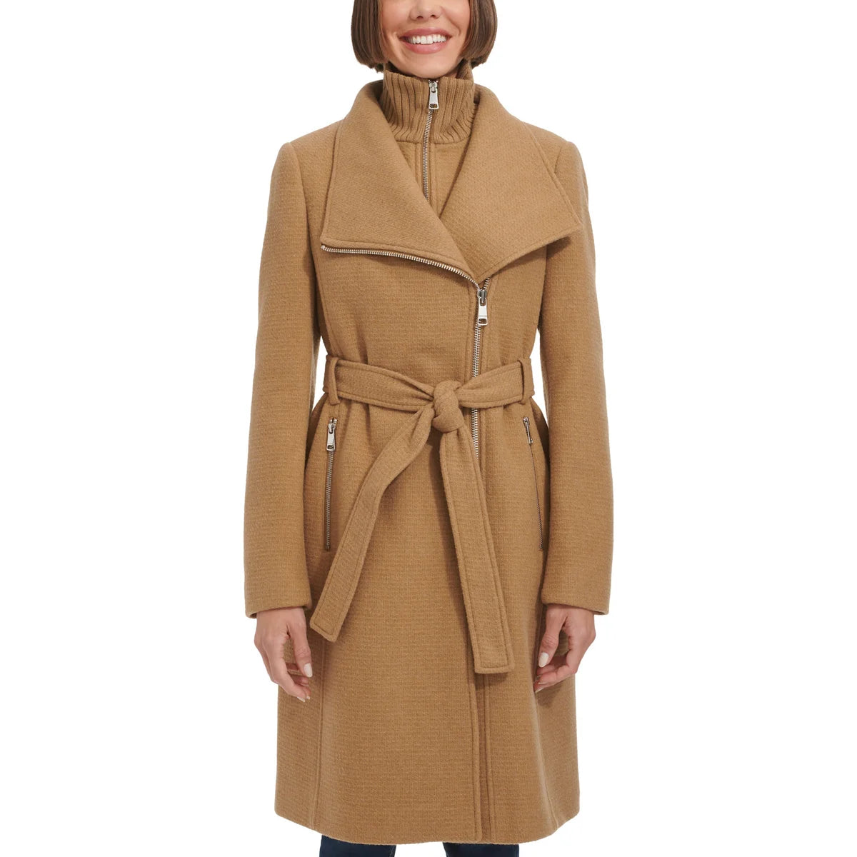 Cointed wool coat with Calvin Klein plastron for Women