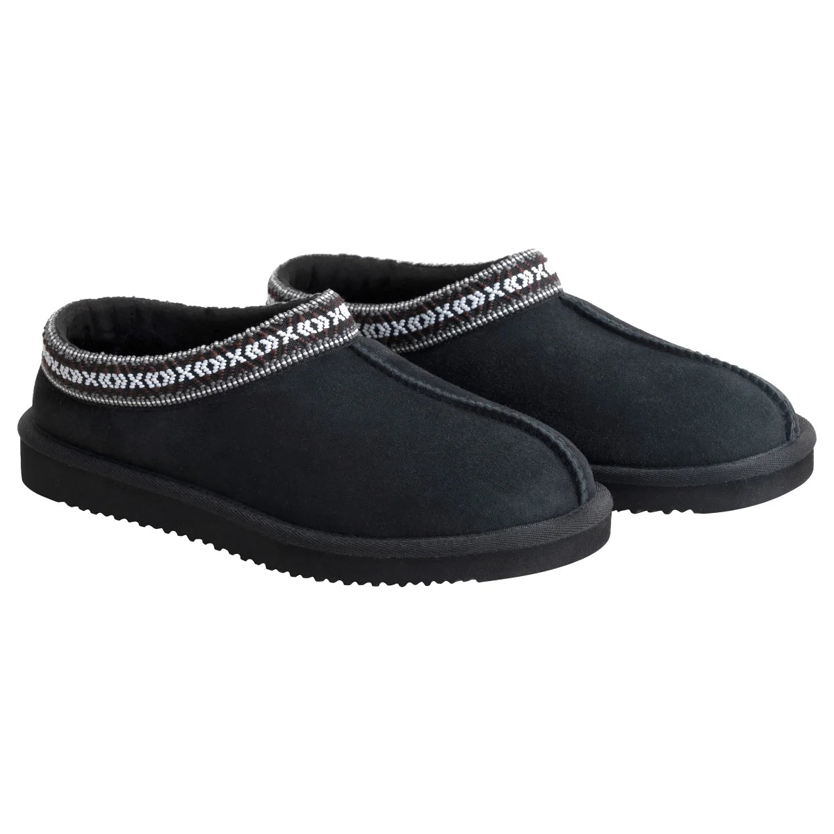 Kirkland Signature - Pantoufle unisexe en peau de mouton noir