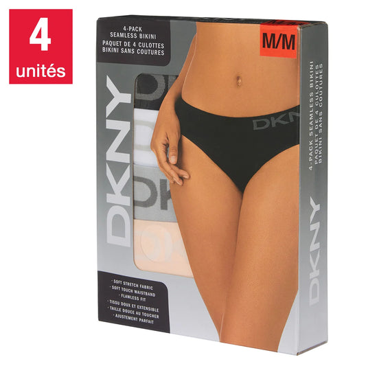 DKNY - Bikini panties without seams for women, pack of 4