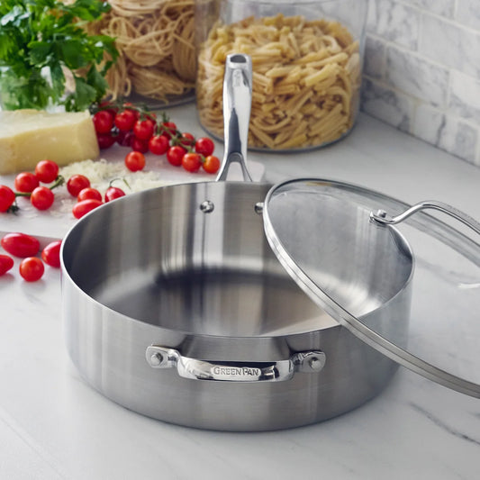 GreenPan - Tri-Ply Stainless Steel Covered Sauté Pan, 4.7 L (5 qt)