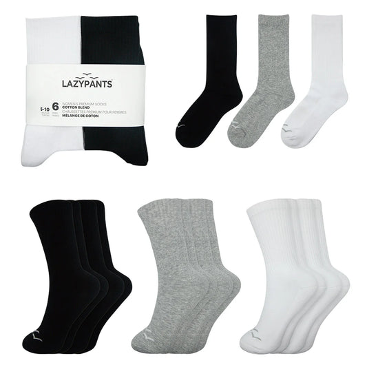 LAZYPANTS - Premium Cotton Socks for Women, 6 Pairs