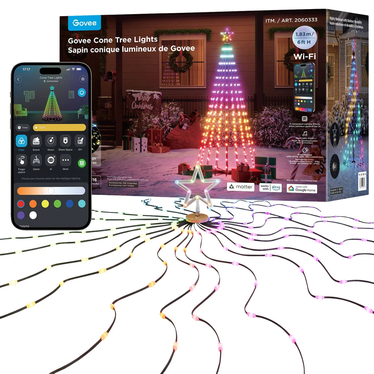 Govee - Lighted Conical Christmas Tree 182 cm (6 ft) 