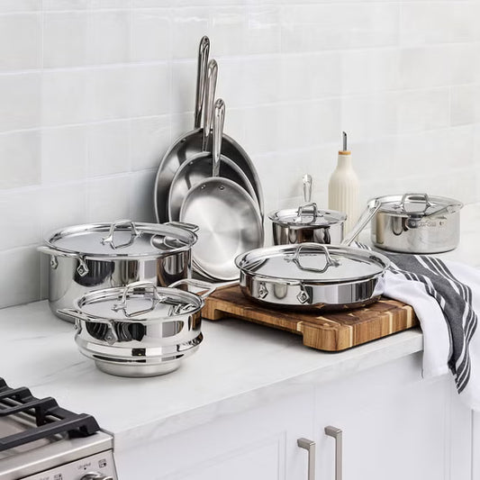 All-Clad D3 - Batterie de cuisine de 3 couches en acier inoxydable, 13-pièces