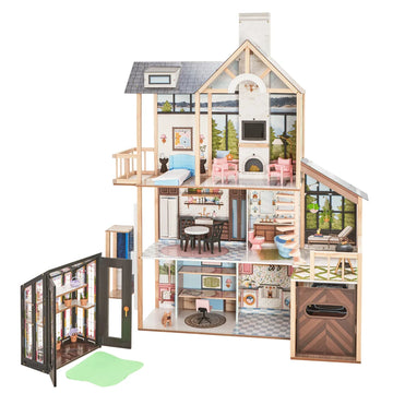 Lakewview Villa Wooden Dollhouse And Greenhouse