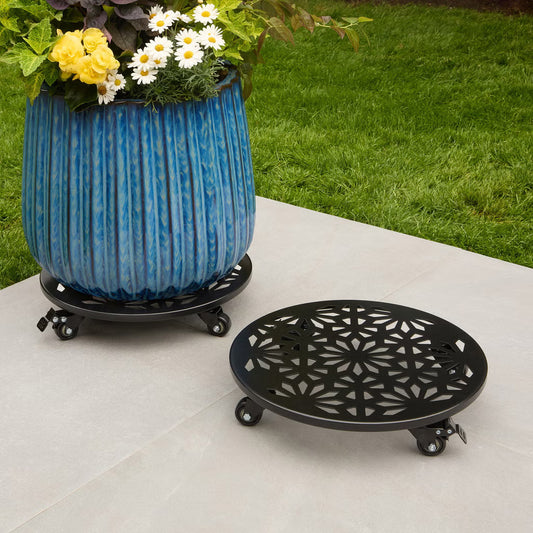 Support à roulettes pour plantes Mullally, lot de 2