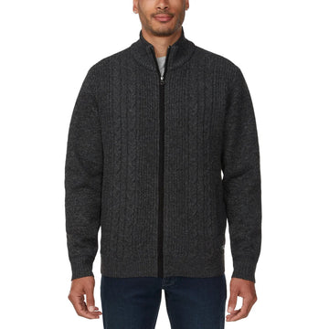 BUFFALO DAVID BITTON - Men's Full Zip Knit Jacket with Sherpa Lining 