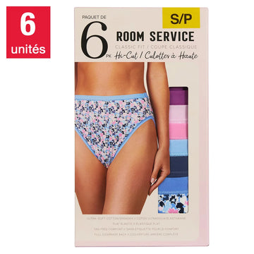 Room Service - Culottes à coupe haute classique pour femmes, paquet de 6