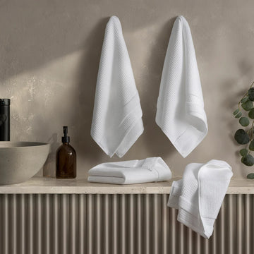 Welhome – Texture gaufrée serviette à main, paquet de 4