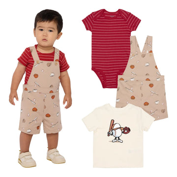 Pekkle - Ensemble de 3-pièces salopettes courtes pour enfants