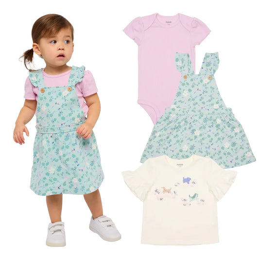Pekkle - Ensemble de 3-pièces salopettes courtes pour enfants