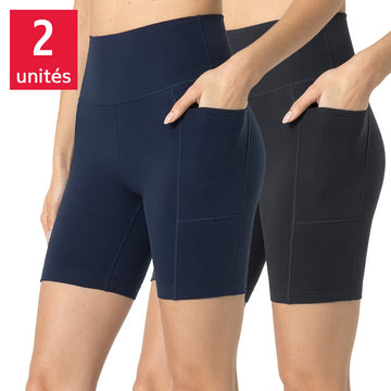 Mondetta - Short de sport à taille haute pour femmes, paquet de 2