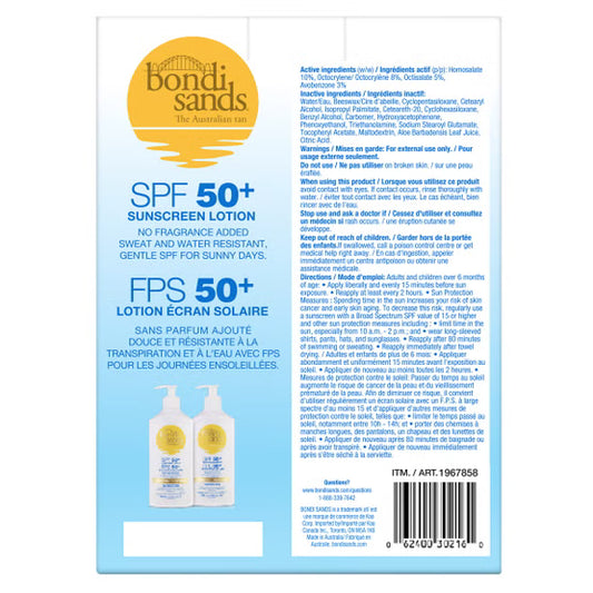 Lotion écran solaire quotidien pour le corps avec FPS 50+ de Bondi Sands, 2 x 500 mL