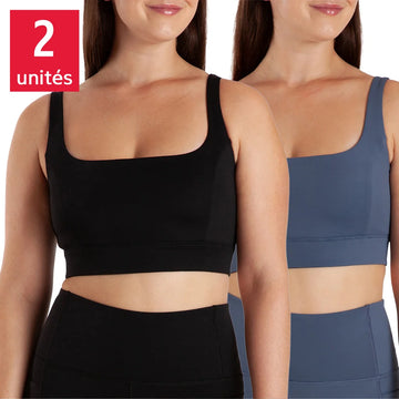 Aurum - Soutien-gorge sport à encolure carrée pour femmes, paquet de 2
