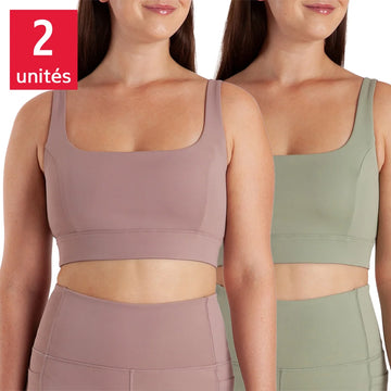 Aurum - Soutien-gorge sport à encolure carrée pour femmes, paquet de 2