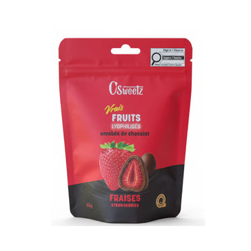 Fraises lyophilisées enrobées de chocolat (55g)