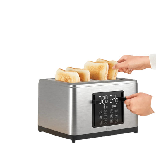 T-fal - Grille-pain numérique 4 tranches, acier inoxydable