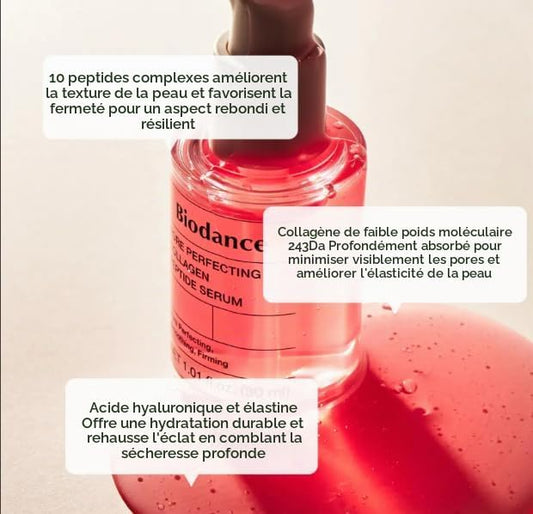 Biodance K-Beauty Glass Skin Pore Perfecting Collagène Peptide Serum, 78% d'eau de collagène, 10 peptides, 2 x 30 m