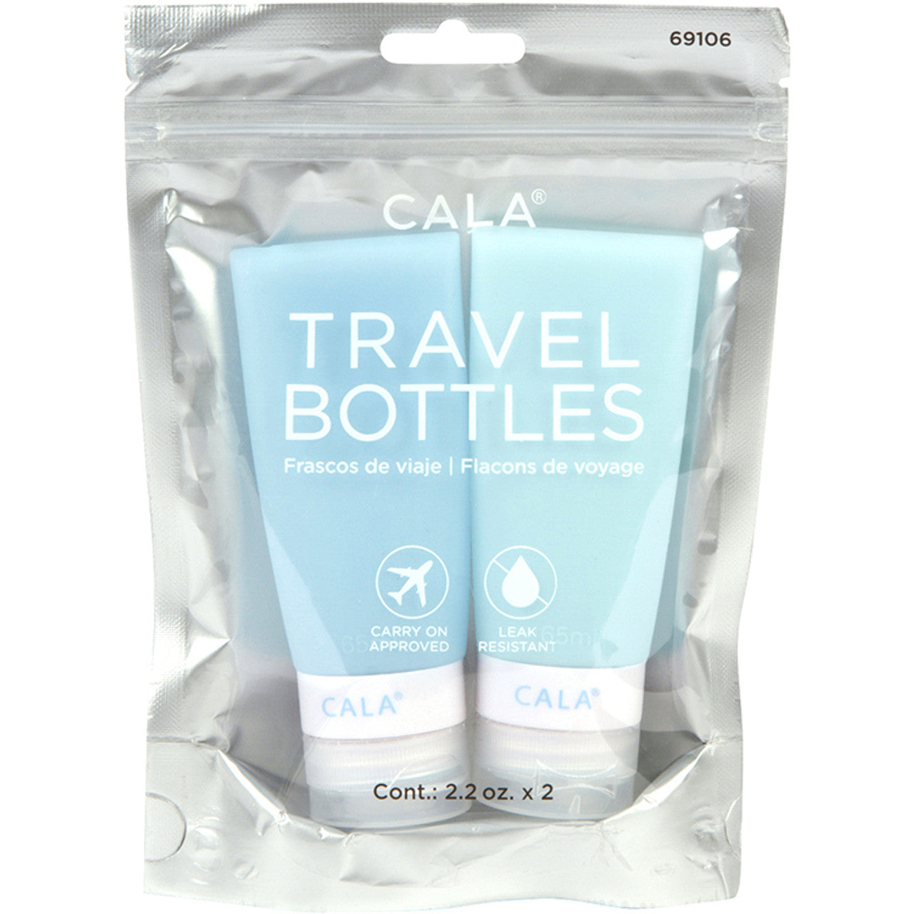 BOUTEILLES DE VOYAGE EN SILICONE : BLEUES - 65.06