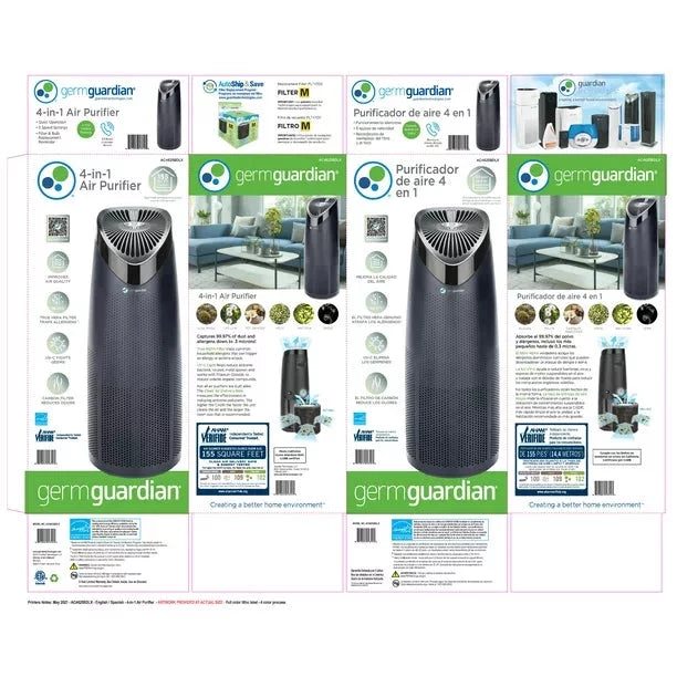 GERMGUARDIAN 4 In 1 Air Purifier With Additional HEPA Filters